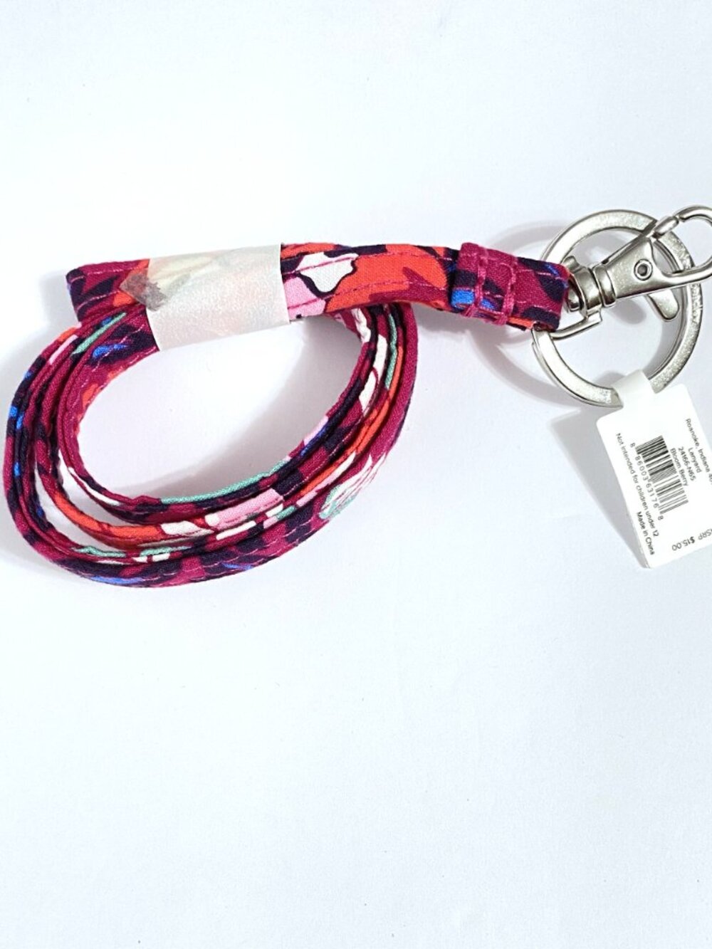 Vera Bradley Lanyard in Bloom Berry Name Tag Attaches to Zip ID Case NWT